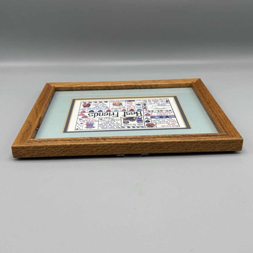 Giggles & Grins Wood Frame Matted Best Friends Print Friendship Love Kitschy Art - Picture 6 of 8